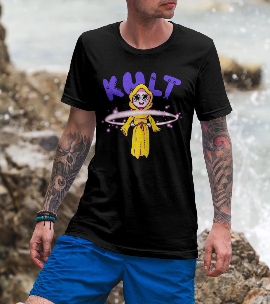 KULT Yellow-Hooded Character With Glowing Aura T-Shirt