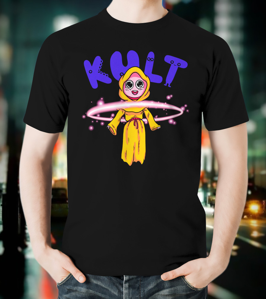 DIM MAK KULT Steve Aoki Collection Yellow Hooded Character With Energy Rings T-Shirt