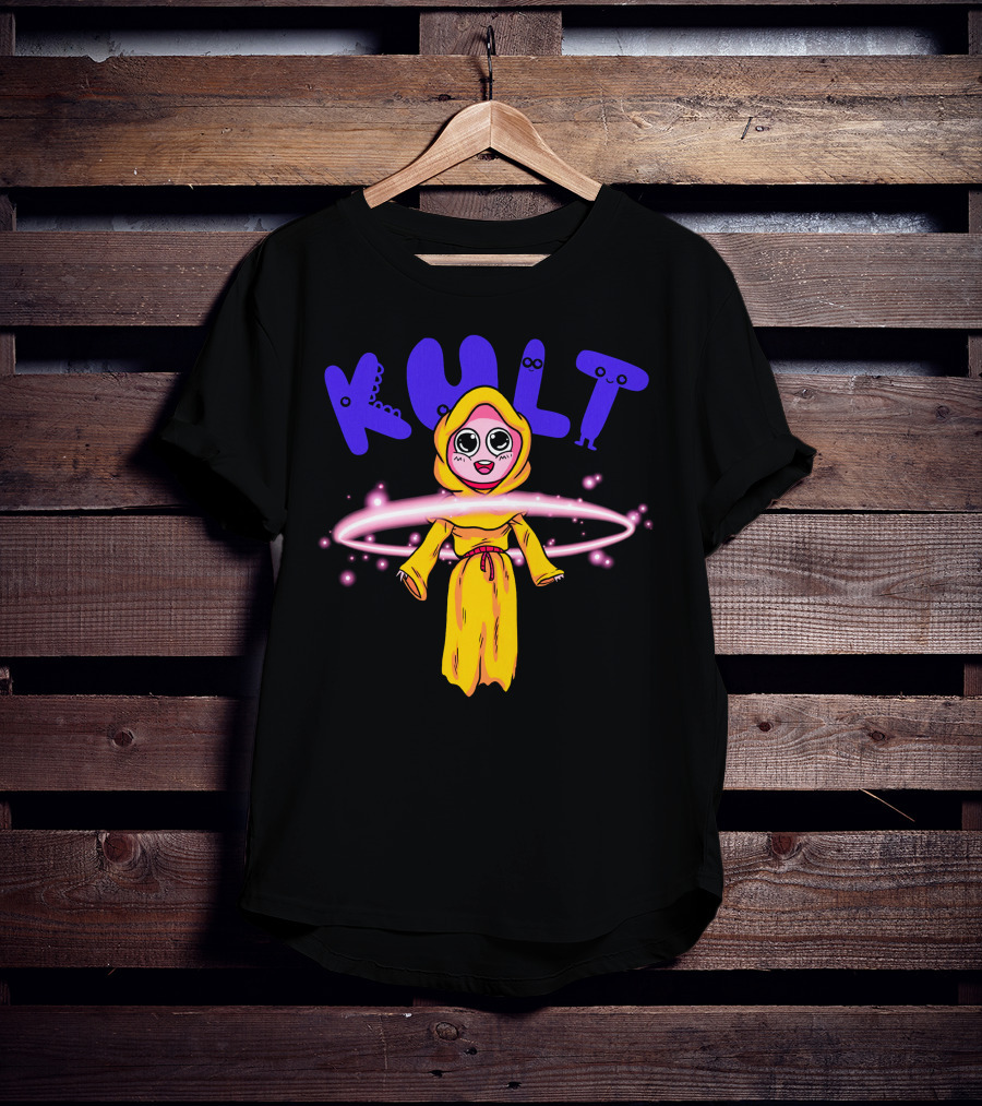 DIM MAK KULT Steve Aoki Collection Yellow Hooded Character With Energy Rings T-Shirt