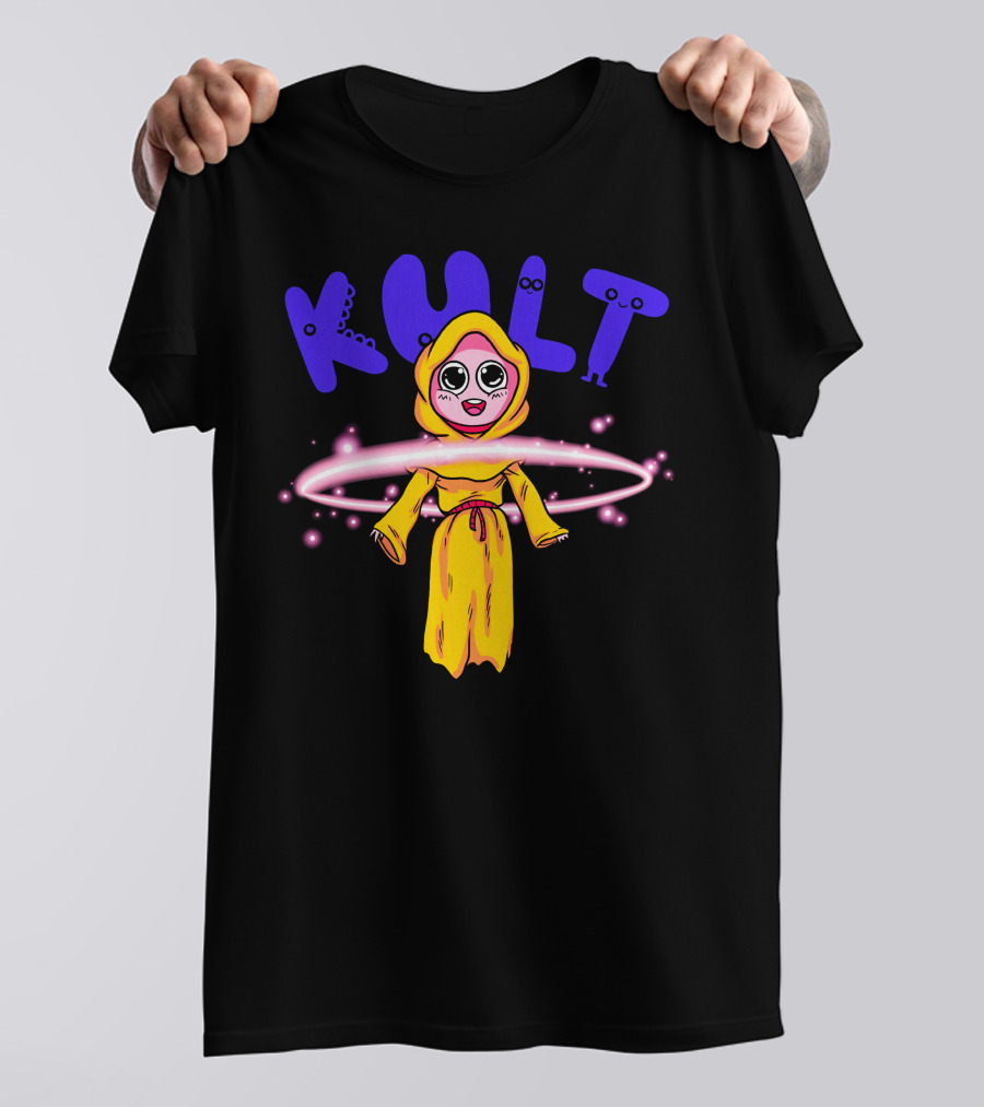 DIM MAK KULT Steve Aoki Collection Yellow Hooded Character With Energy Rings T-Shirt