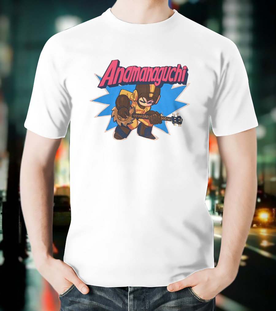 Anamanaguchi Cartoon Character With Guitar T-Shirt