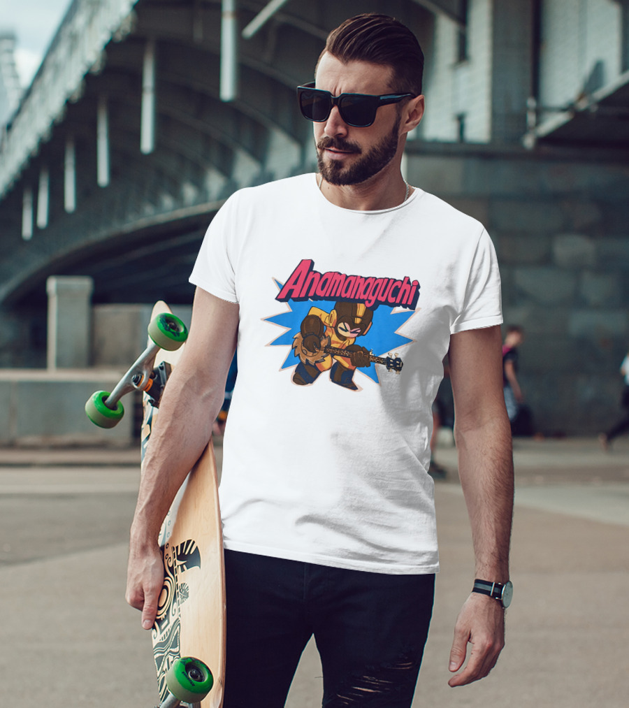 Anamanaguchi Cartoon Character With Guitar T-Shirt