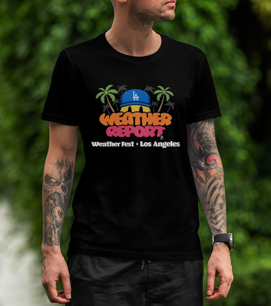Weather Report Weather Fest Los Angeles LA Hat Palms T-Shirt