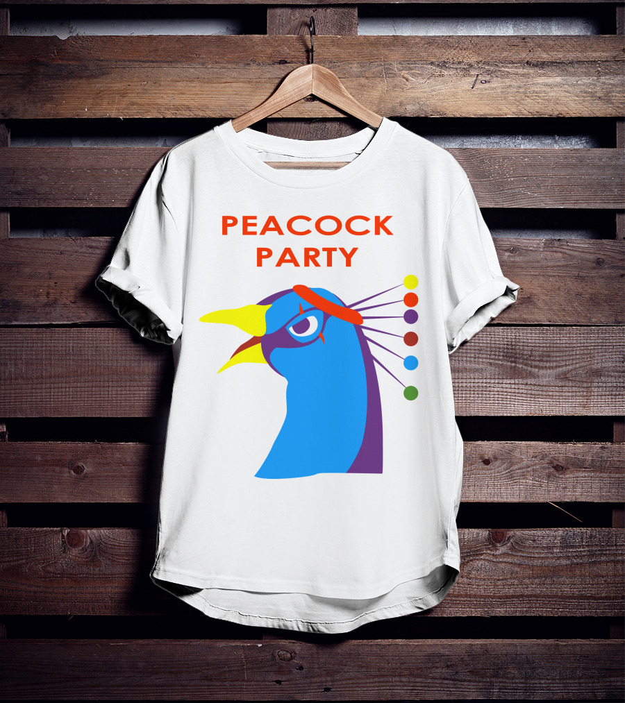 Peacock Party Auburn Blue Bird Colorful Head T-Shirt