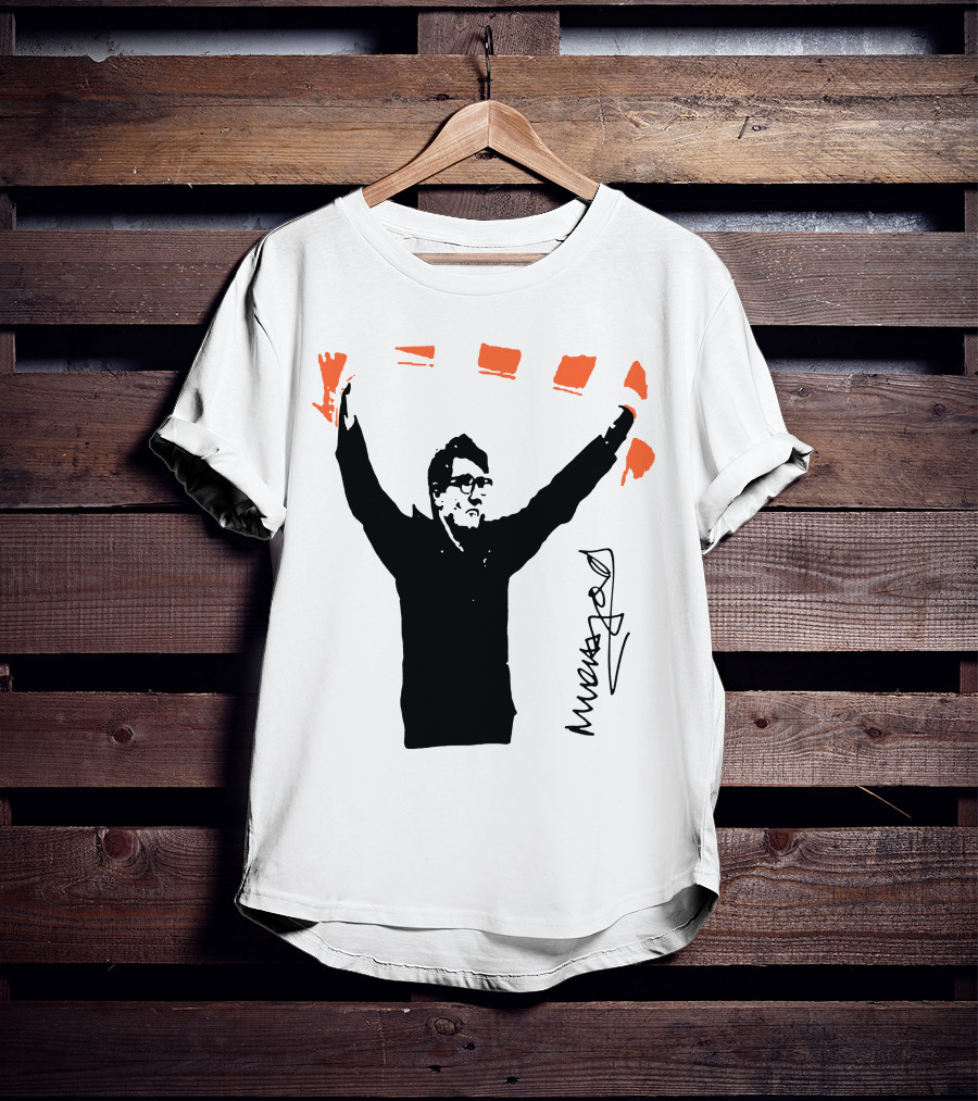 Mick Harford Signature Celebration Pose With Orange Stripes T-Shirt