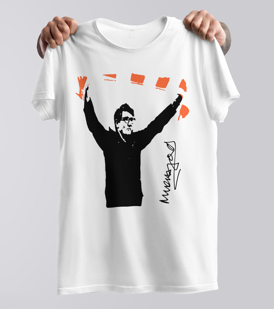 Mick Harford Signature Celebration Pose With Orange Stripes T-Shirt