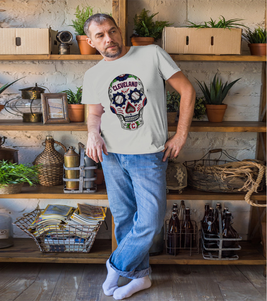 Tiny Turnip Cleveland Guardians Baseball Sugar Skull T-Shirt