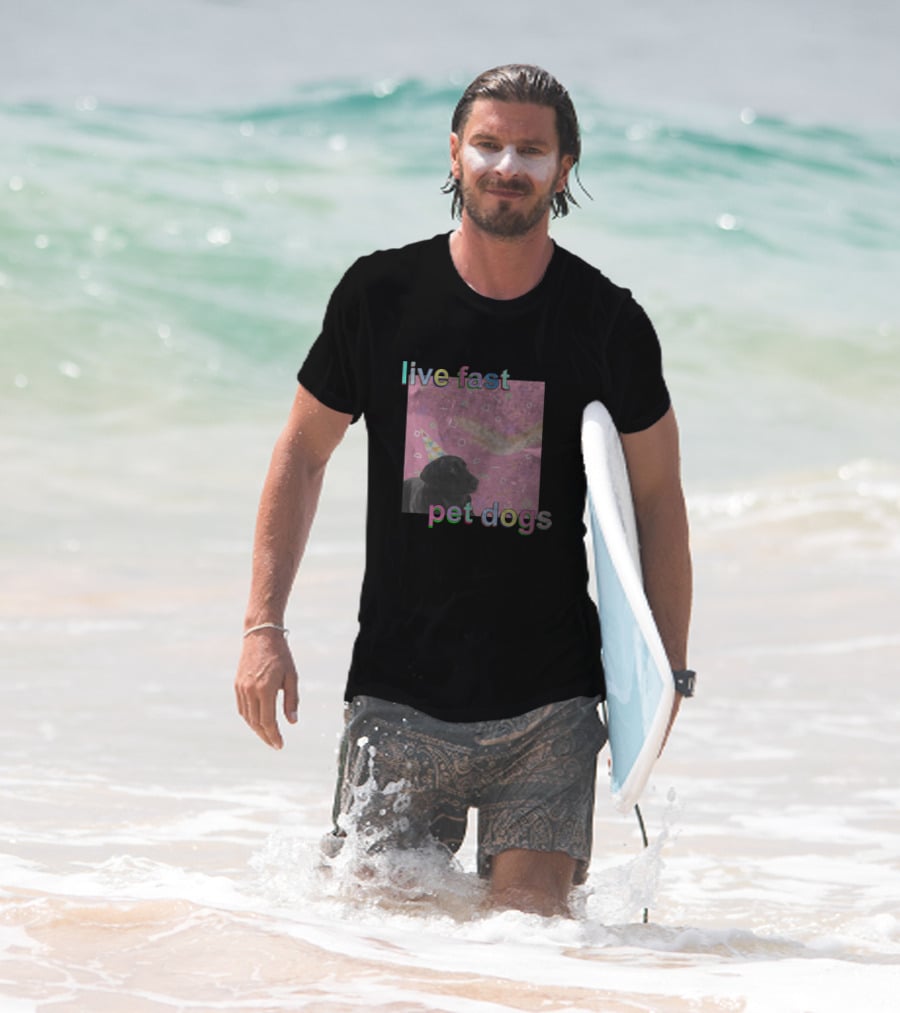 Live Fast Pet Dogs Zach Heltzel Robots With Rayguns T-Shirt