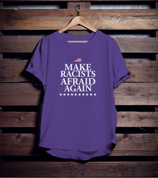 Lady On The Prairie USA Make Racists Afraid Again Dave American Flag Stars T-Shirt