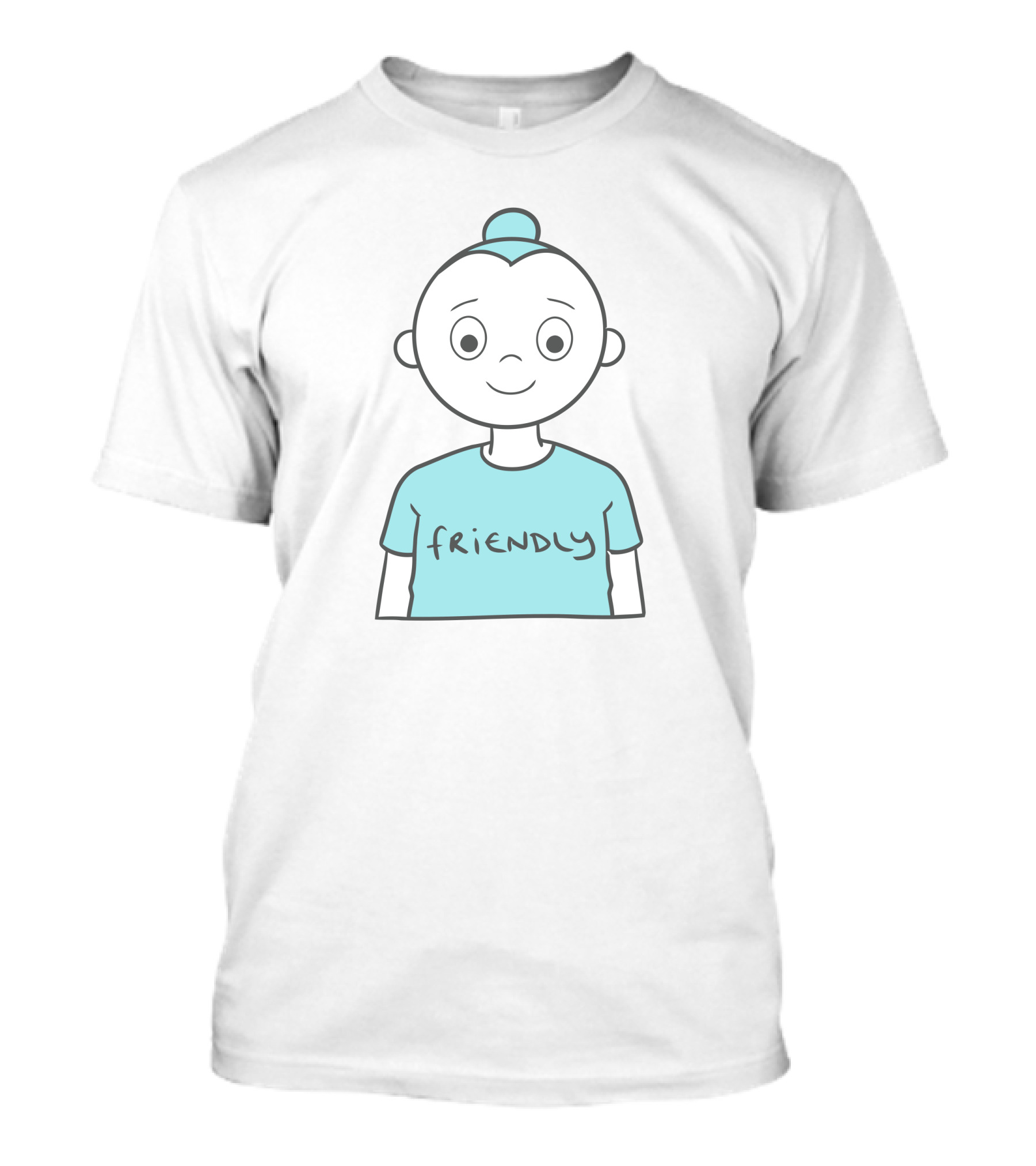 Friendly Cartoon Character With Blue T-Shirt
