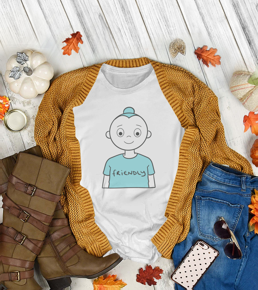 Friendly Cartoon Character With Blue T-Shirt