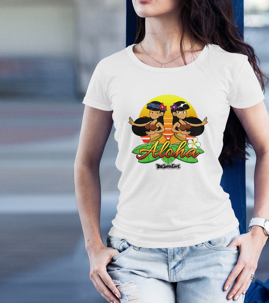 Aloha From Toejam And Earl Robaroba Merch Hawaiian Dancers Tropical Sunset T-Shirt