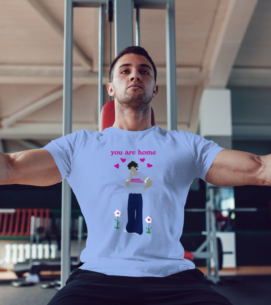 You Are Home Love Heart Flowers Blue T-Shirt