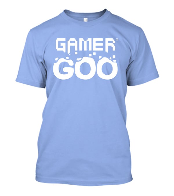 Gamer Goo Retro Pixel Font Blue Background T-Shirt
