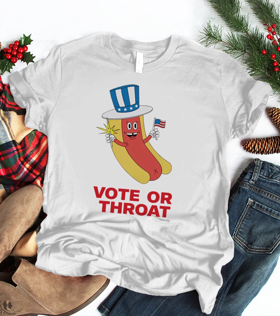 Vote Or Throat Uncle Sam Hotdog With American Flag T-Shirt