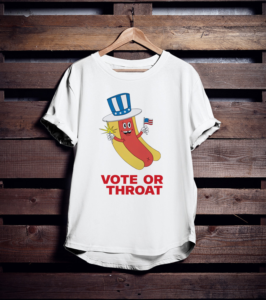 Vote Or Throat Uncle Sam Hotdog With American Flag T-Shirt