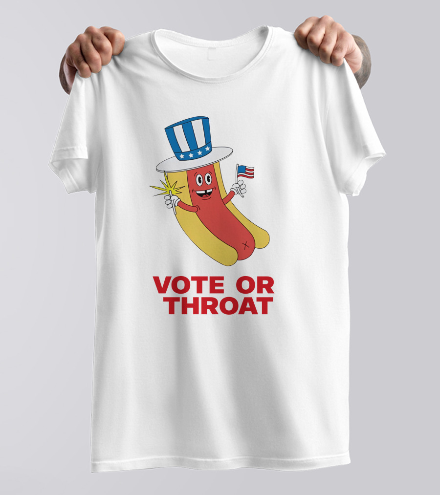 Vote Or Throat Uncle Sam Hotdog With American Flag T-Shirt