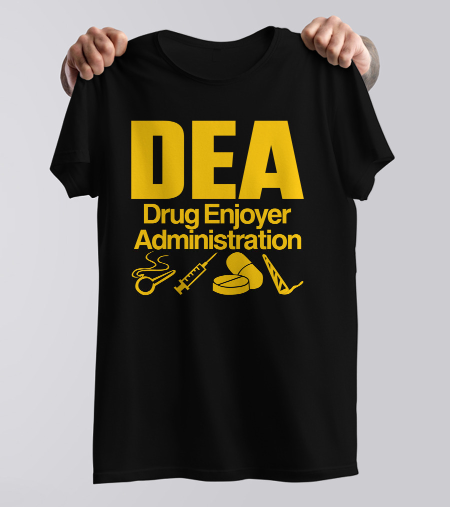DEA Drug Enjoyer Administration Spoons Syringe Pills Razor Blade T-Shirt