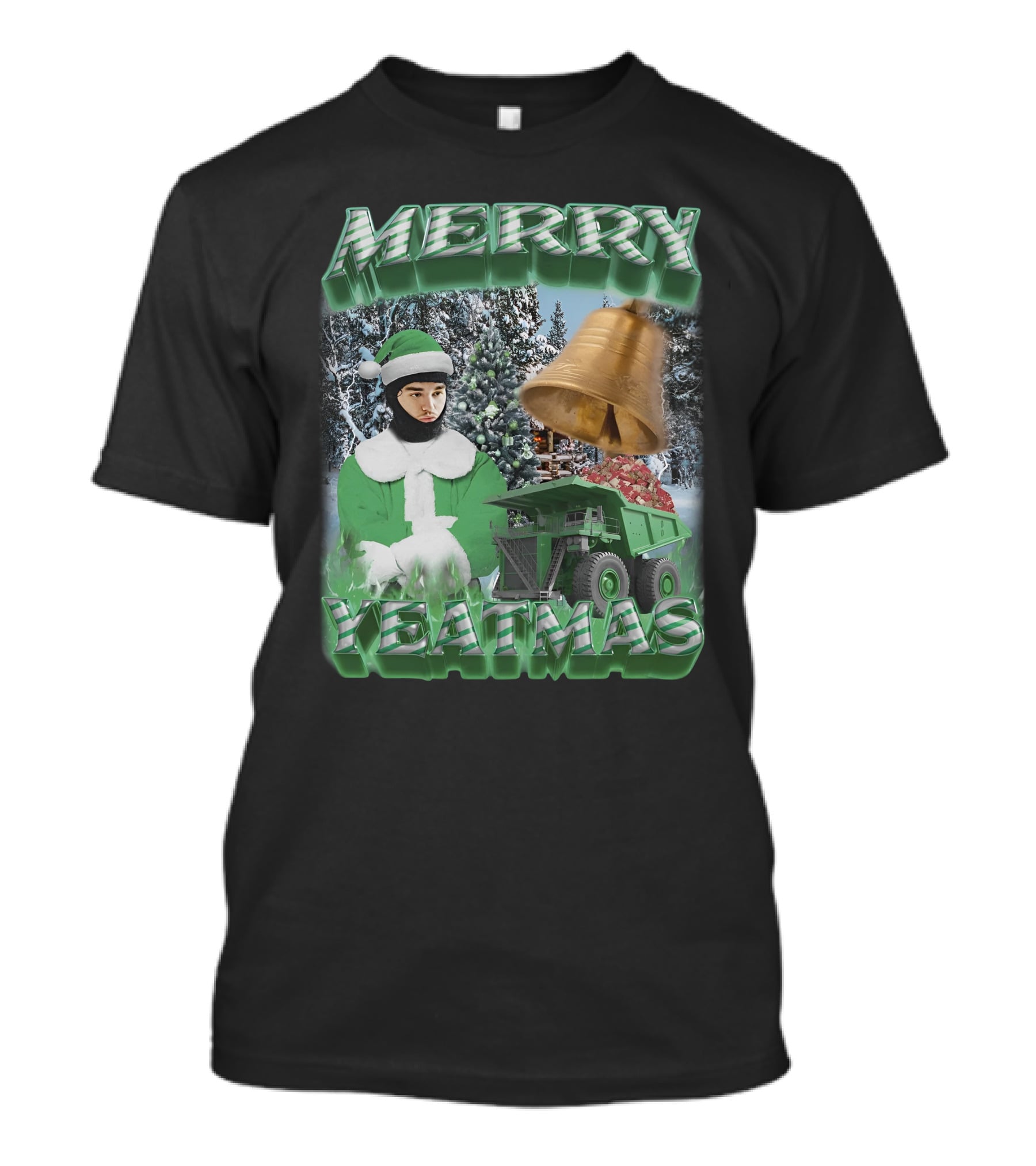 Merry Yeatmas Swag Stimulus Holiday Festive Scene With Elf And Golden Bell T-Shirt
