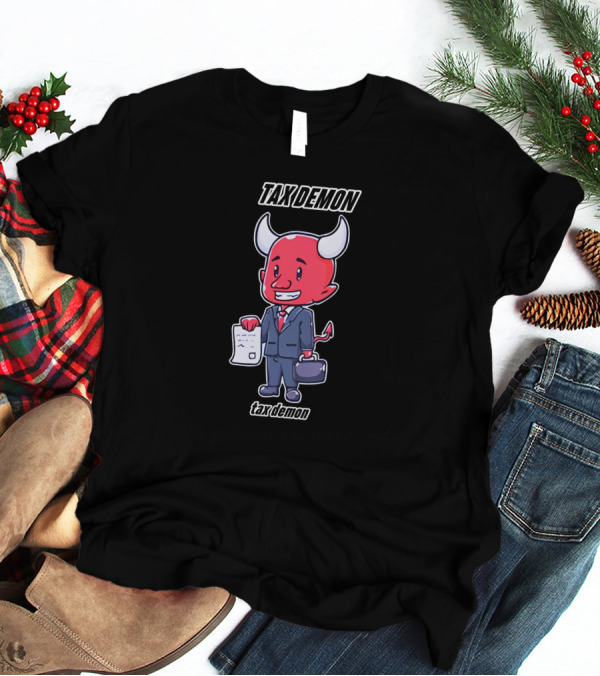 TAX DEMON Red Devil In Business Suit With Document And Briefcase T-Shirt