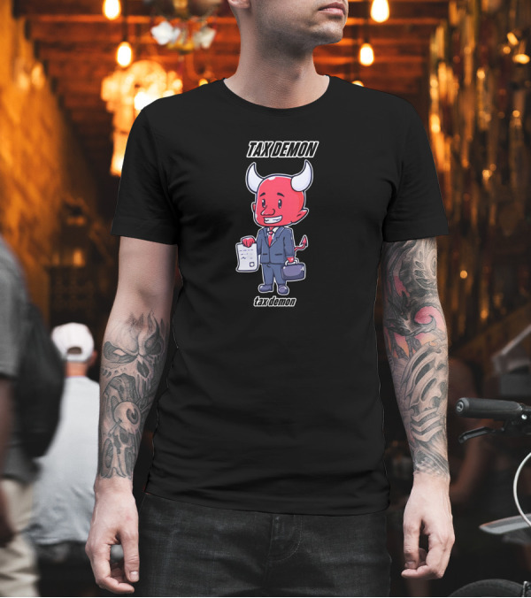 TAX DEMON Red Devil In Business Suit With Document And Briefcase T-Shirt