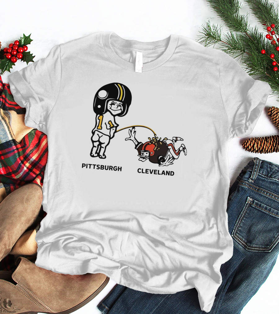 Yinzers Pittsburgh Cleveland Football Rivalry Cartoon T-Shirt