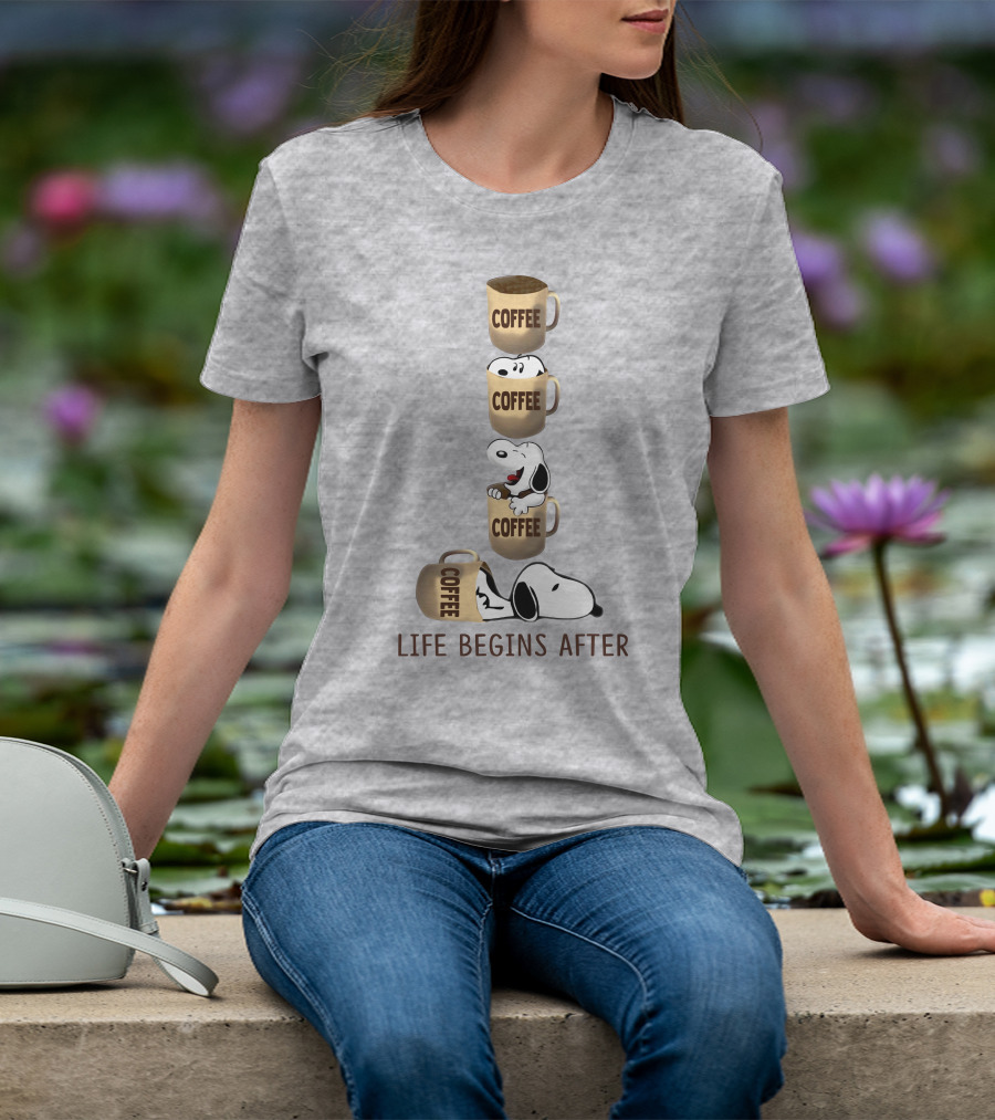 Life Begins After Coffee Snoopy Peanuts Mugs T-Shirt