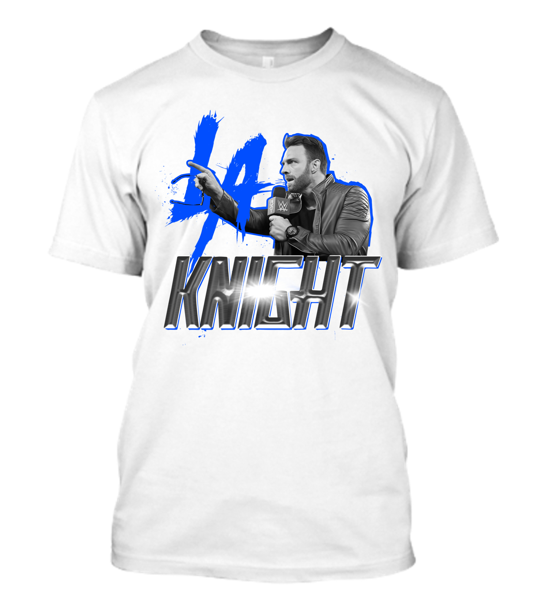 WWE LA Knight Promo With Microphone And Blue Splash T-Shirt