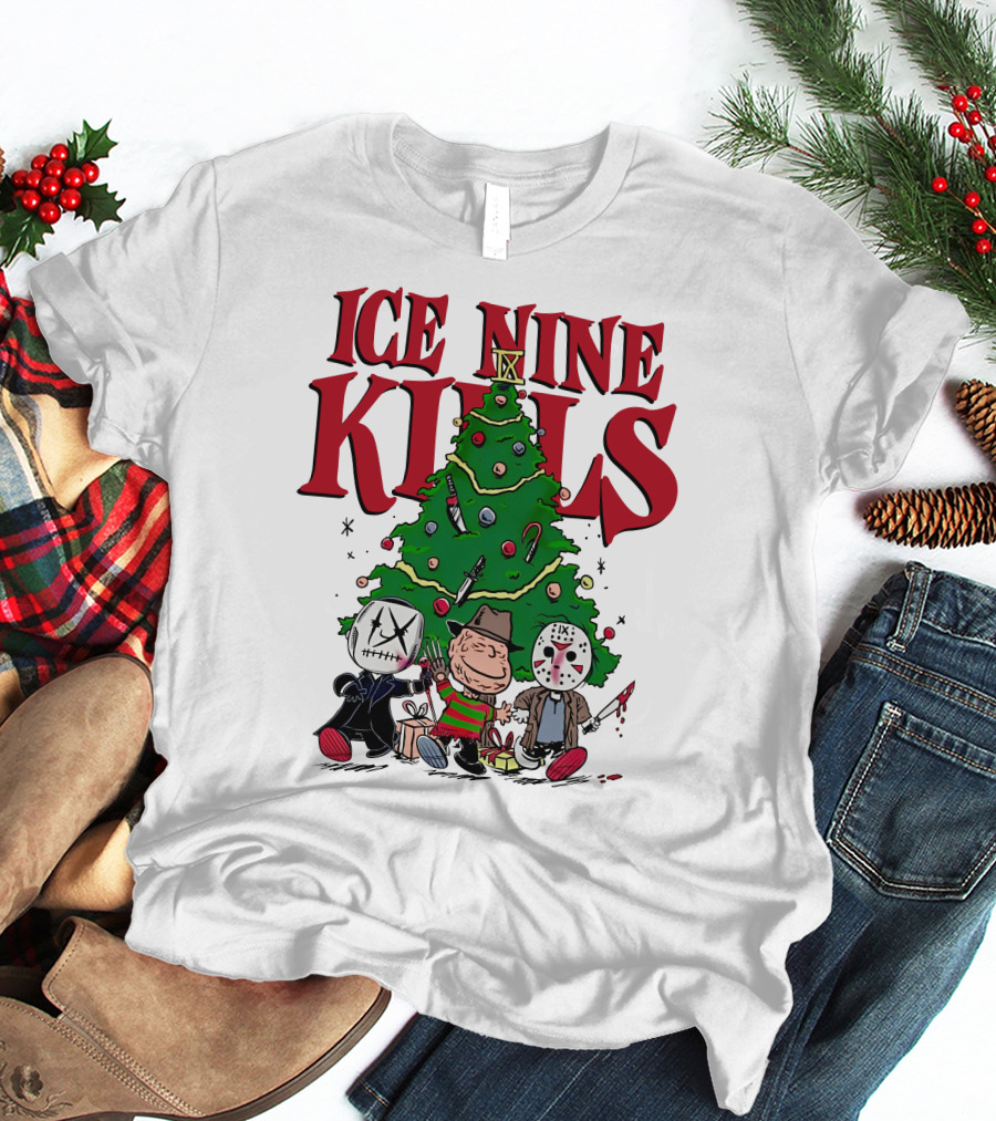 Merry Christmas Ice Nine Kills Horror Characters Christmas Tree T-Shirt