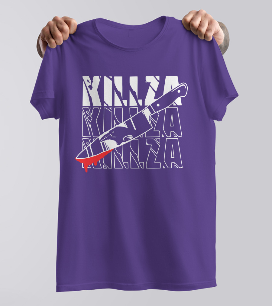 Killza Knife Graphic With Bold Repeated Text T-Shirt