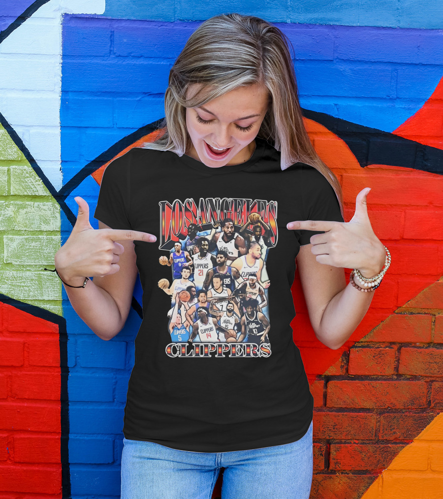 Los Angeles Clippers Basketball Players Collage With Team Name T-Shirt