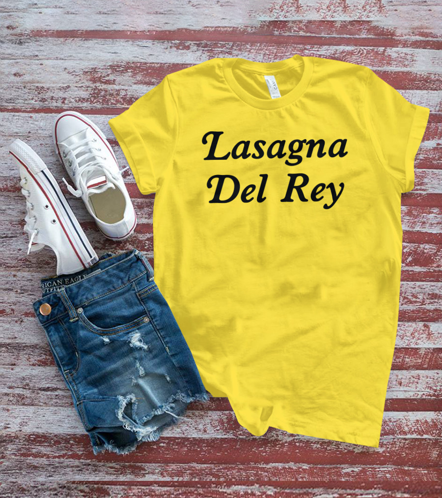 Lasagna Del Rey Whotfisjovana Bold Black Text T-Shirt