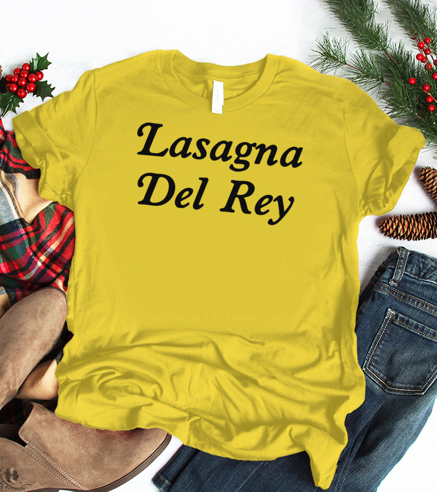 Lasagna Del Rey Whotfisjovana Bold Black Text T-Shirt