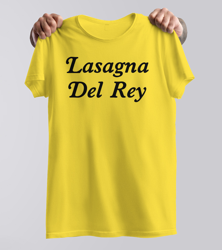 Lasagna Del Rey Whotfisjovana Bold Black Text T-Shirt