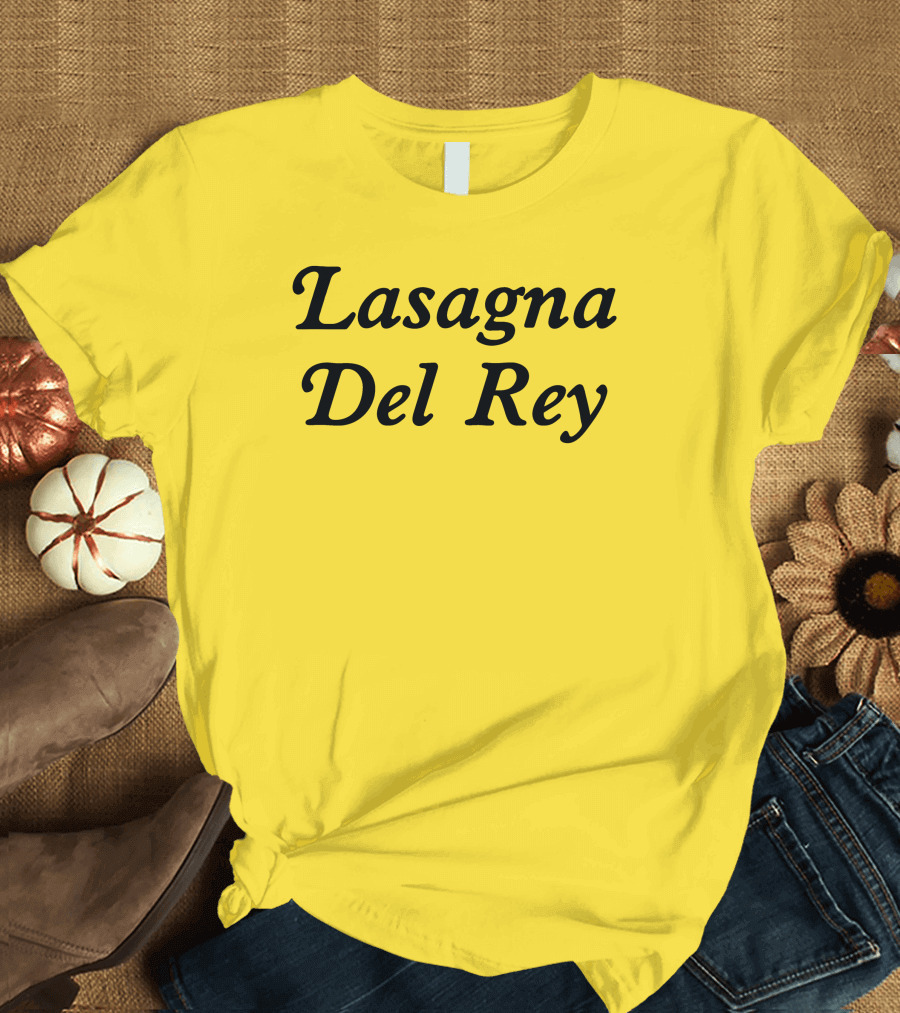 Lasagna Del Rey Whotfisjovana Bold Black Text T-Shirt
