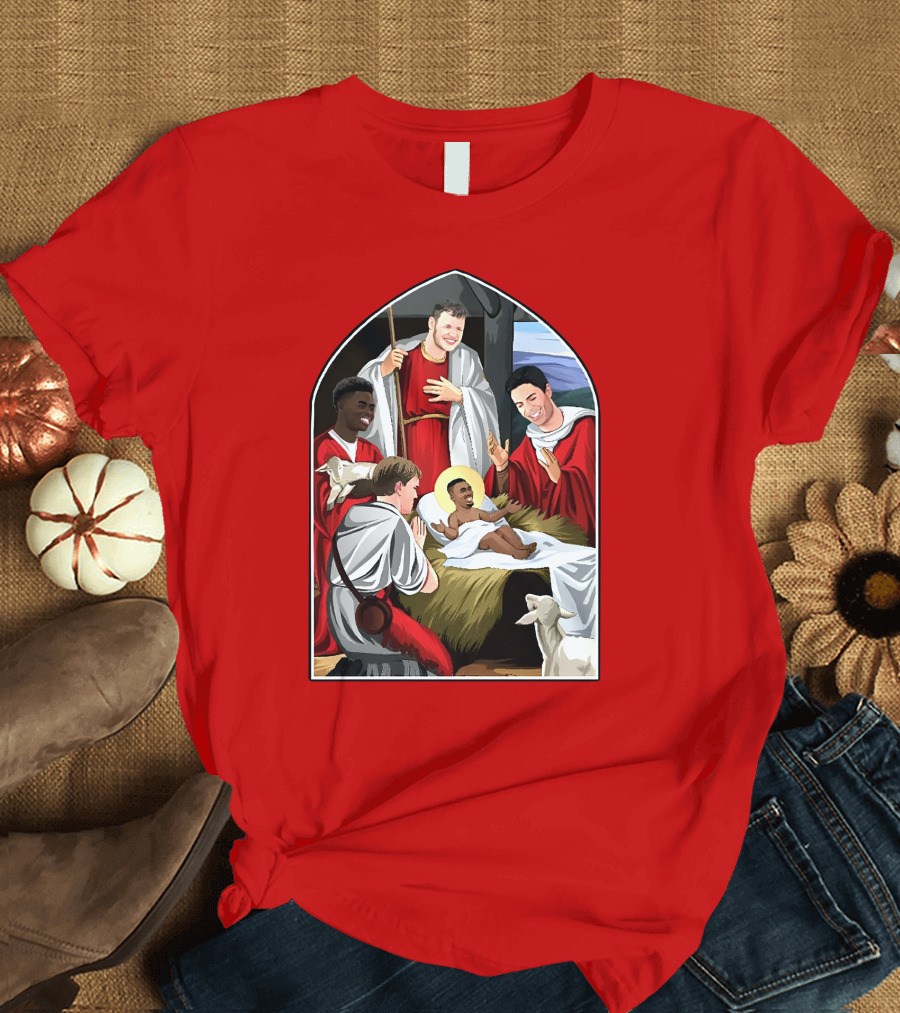 Victoriamscott Adults Jesus Saka Nativity Gunners Christmas Jumper T-Shirt