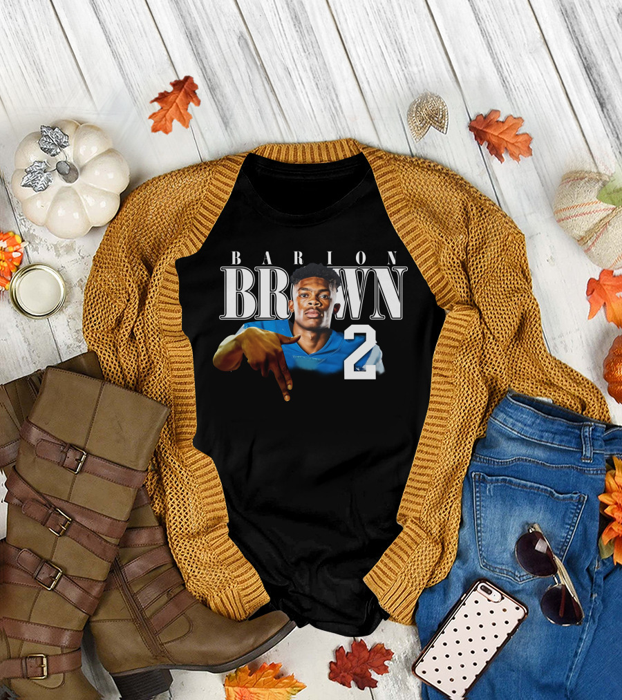 Barion Brown L’S Down Football Number 2 T-Shirt