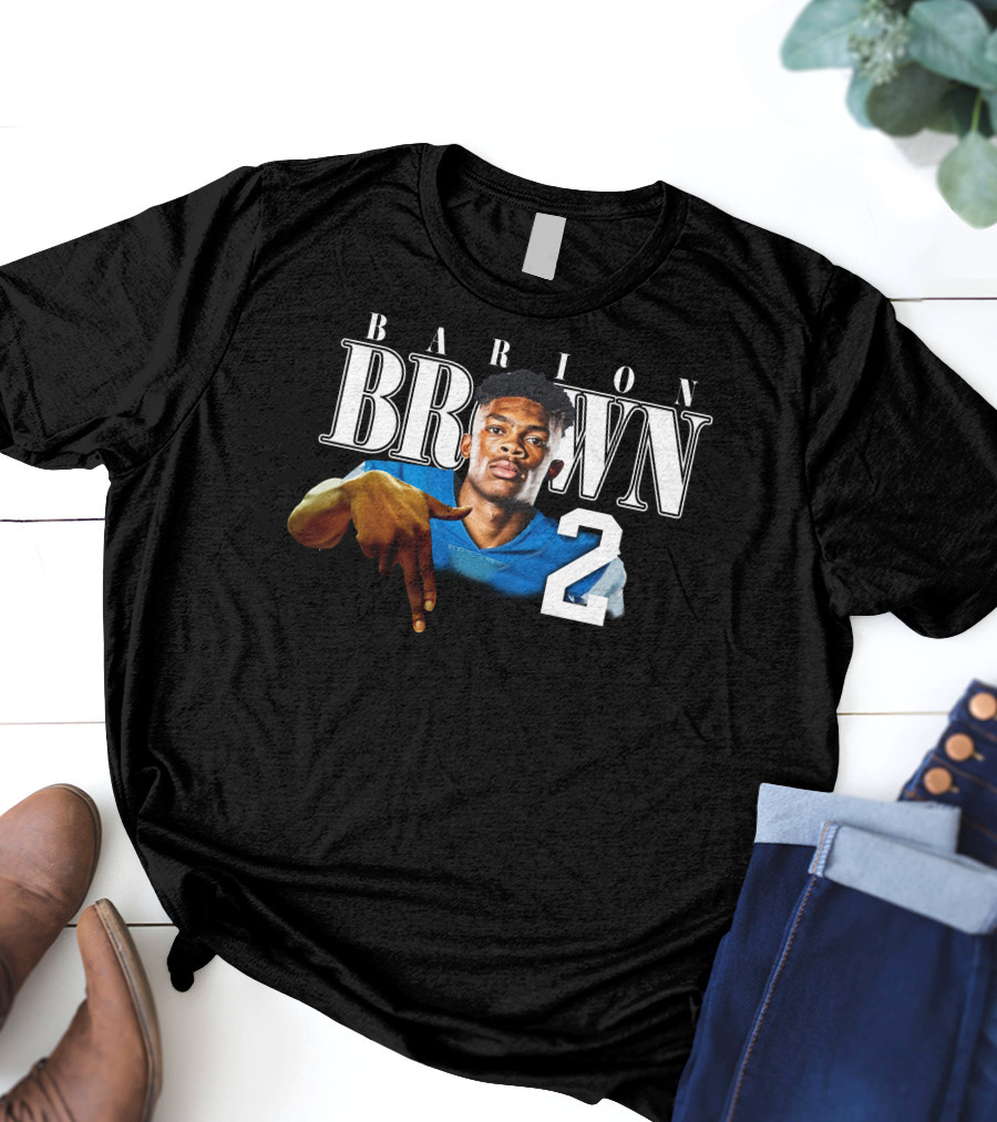 Barion Brown L’S Down Football Number 2 T-Shirt