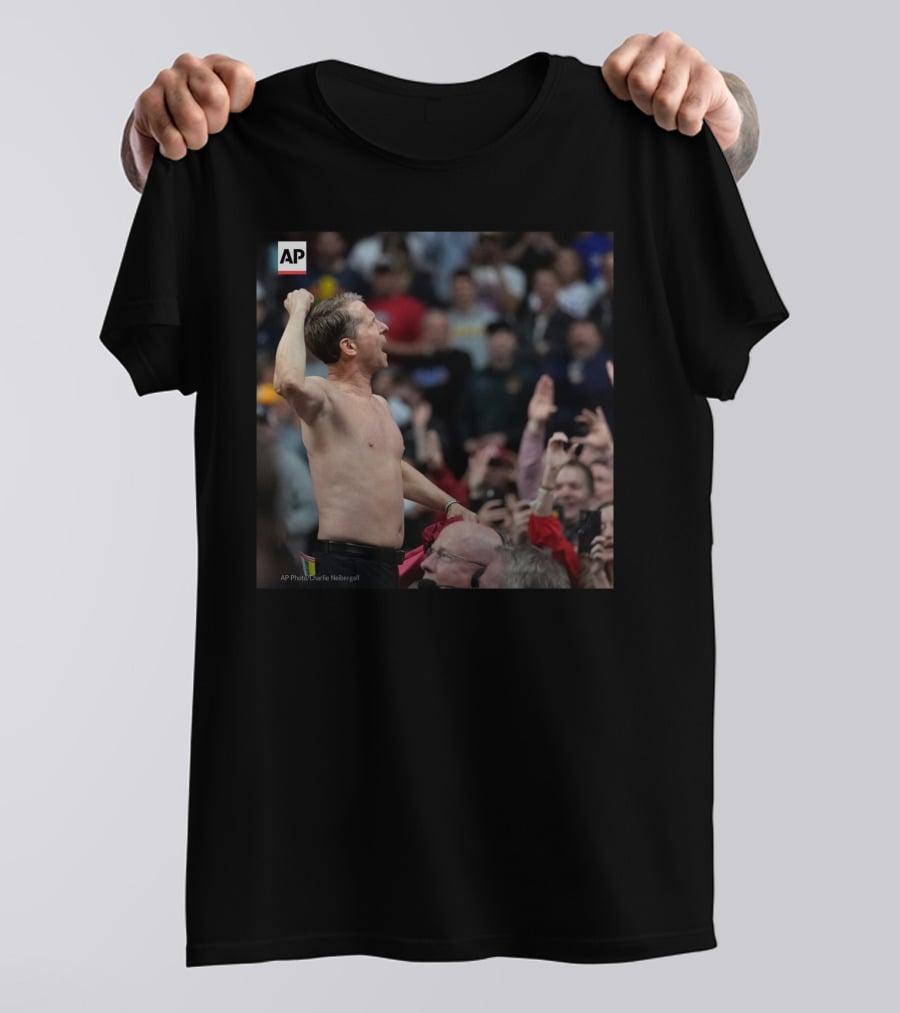 Eric Musselman Celebrates Shirtless Amid Cheering Crowd T-Shirt