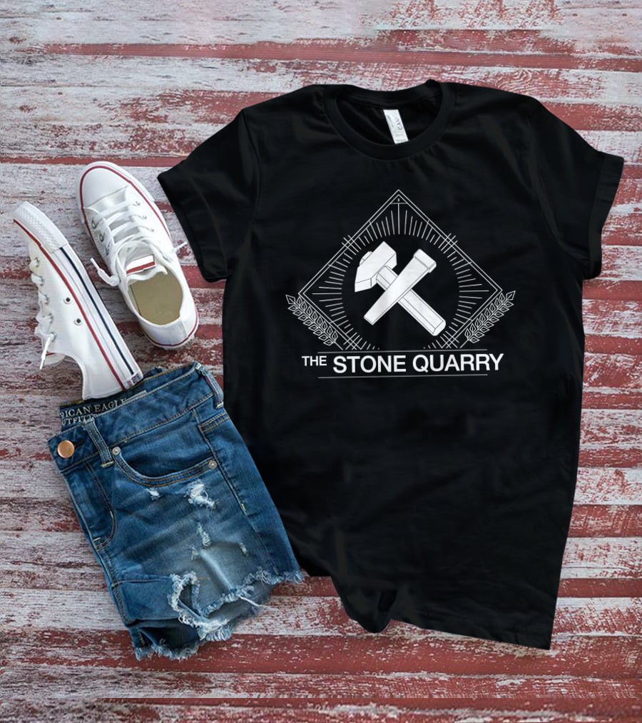 THE STONE QUARRY Hammer And Chisel Emblem In Geometric Frame T-Shirt