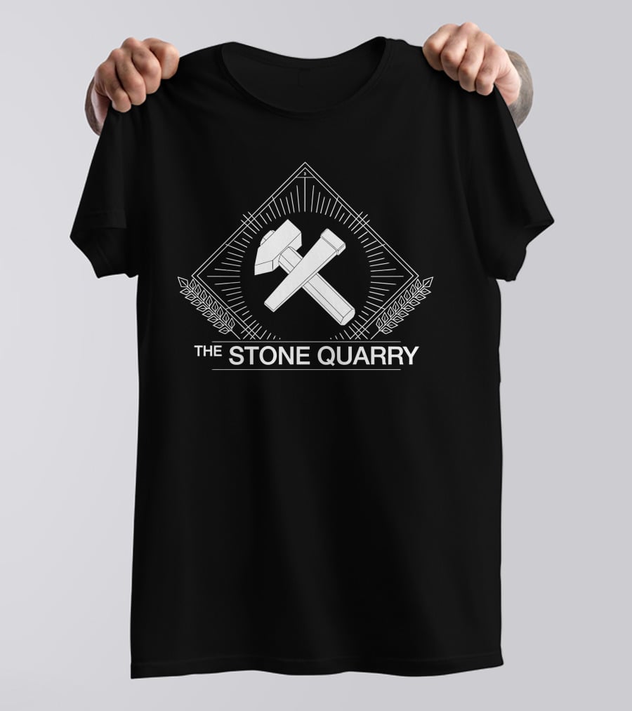 THE STONE QUARRY Hammer And Chisel Emblem In Geometric Frame T-Shirt