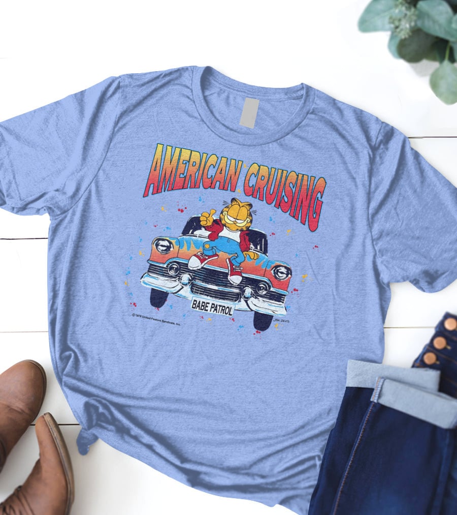 Garfield American Cruising Babe Patrol Vintage Car Vibe T-Shirt
