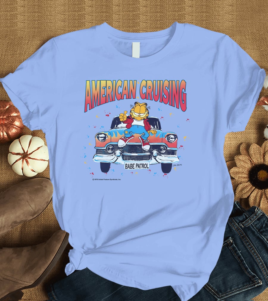Garfield American Cruising Babe Patrol Vintage Car Vibe T-Shirt