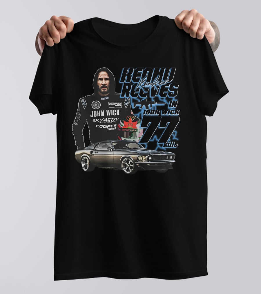 Keanu Reeves John Wick Racing Car 77 Kills T-Shirt