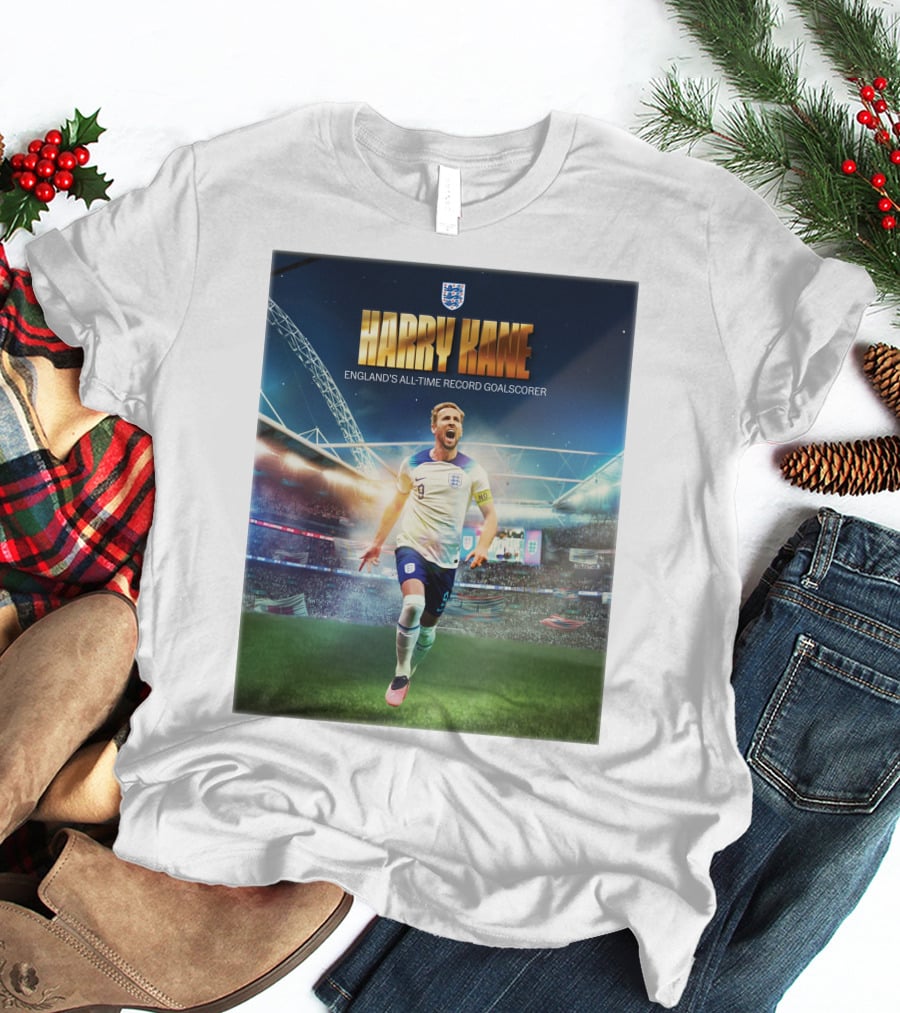 Harry Kane England's All-Time Record Goalscorer Wembley Stadium Celebration Footballer T-Shirt