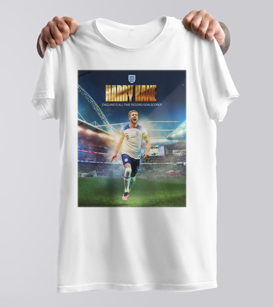 Harry Kane England's All-Time Record Goalscorer Wembley Stadium Celebration Footballer T-Shirt