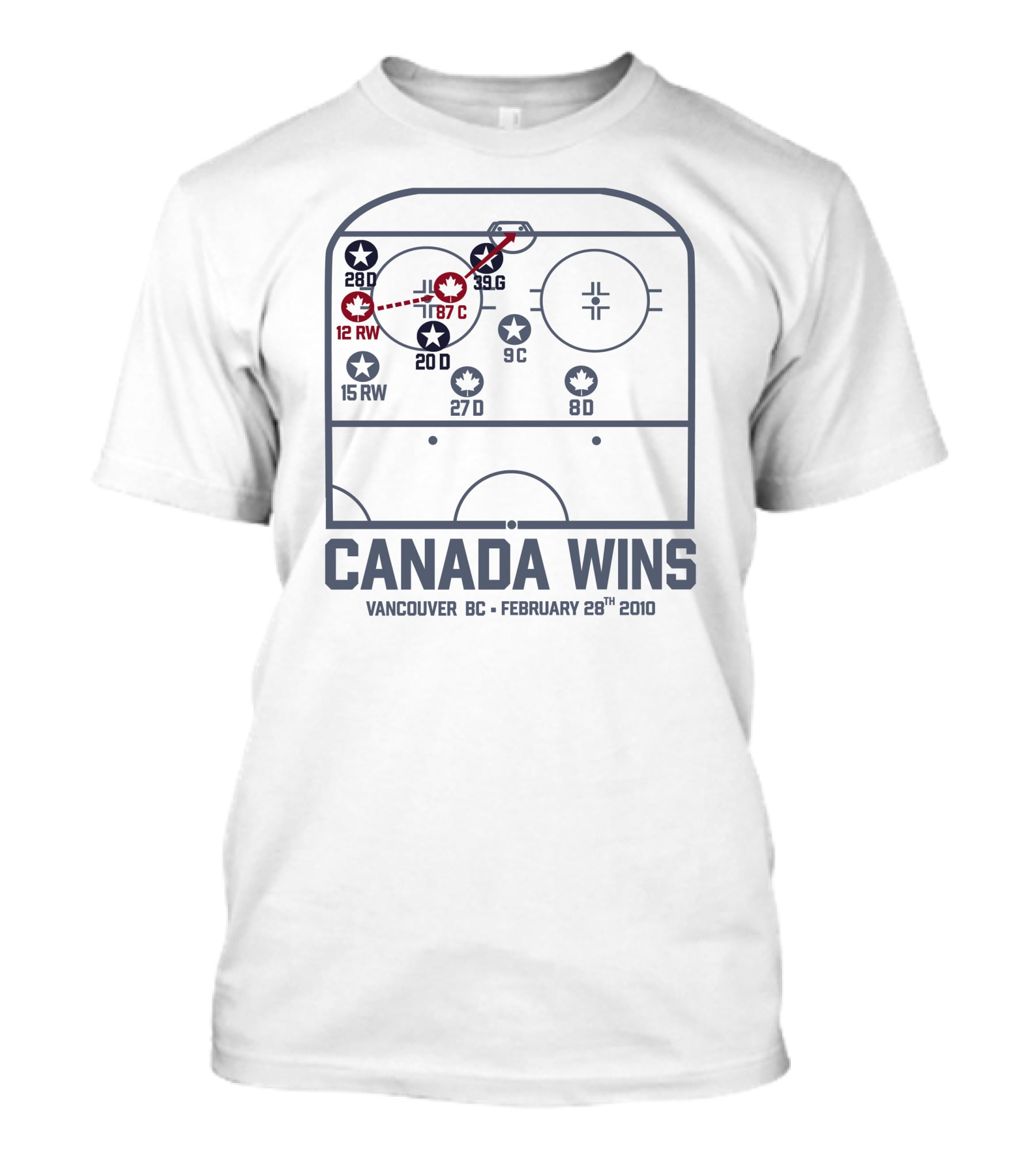 Canada Wins Vancouver BC February 28Th 2010 Hockey Rink Strategy Map T-Shirt