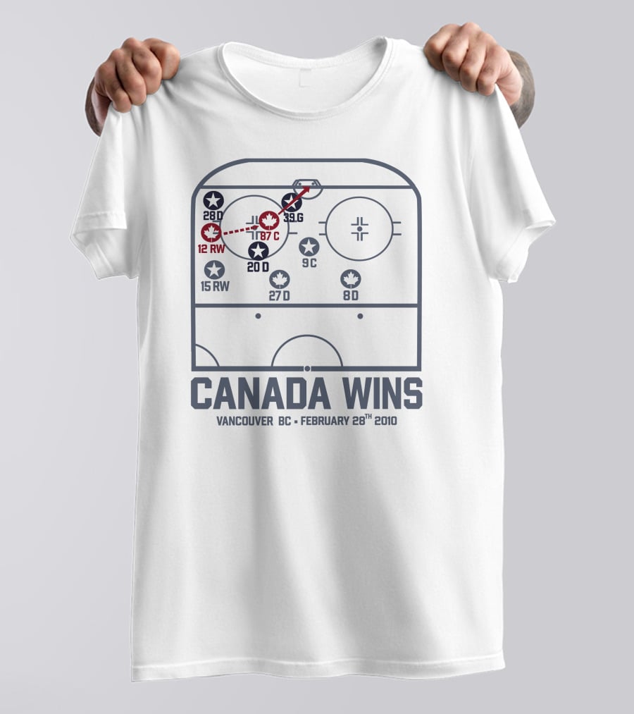 Canada Wins Vancouver BC February 28Th 2010 Hockey Rink Strategy Map T-Shirt