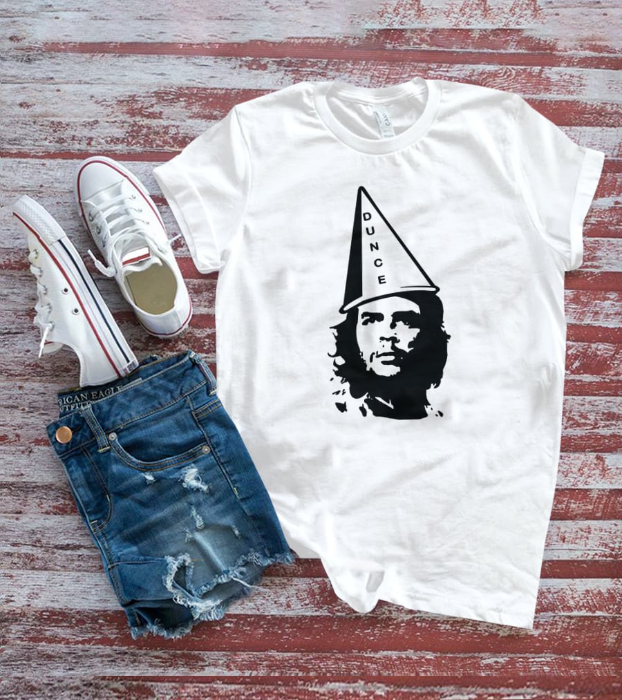 Dunce Guevara Satirical Design With Iconic Figure Wearing Dunce Cap T-Shirt
