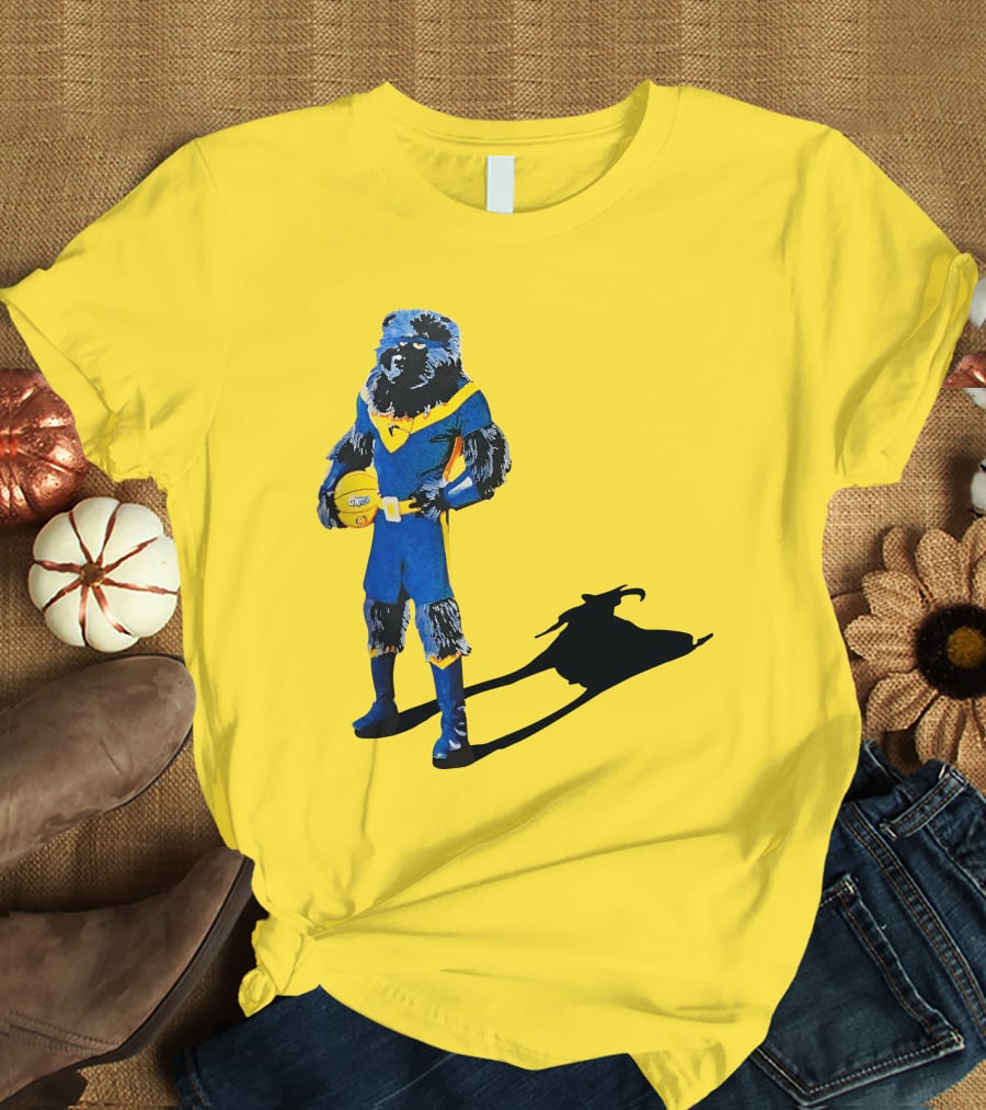 Memphis Grizzlies Bear With Superhero Goat Shadow Holding Basketball T-Shirt